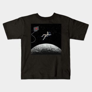 Astronaut Watching Tv On The Moon Kids T-Shirt